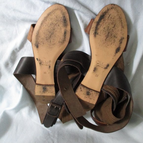 CHLOE Strappy Canvas Gladiator SANDAL Flat Shoe 36 Boho BROWN KHAKI - Picture 8 of 8